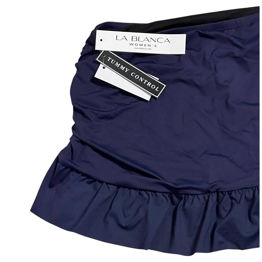 La Blanca Navy Ruched Swim Skirt 18W Tummy Control Plus Size - Picture 7 of 10